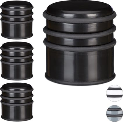 4x deurstop - deurstopper - rubberen ring - deurbuffer zwaar -kunststof zwart