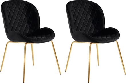 Mia-Eetkamerstoel - Set van 2 - Zwart Fluweel