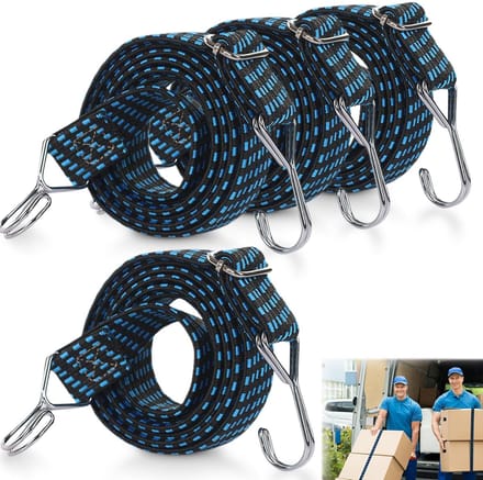 Dailygoods- Spanrubber 4 Stuks - Verstelbaar - 1 Meter - 3 cm Breed - Met Haken - Bagagespanner - Universeel Inzetbaar - Spanband