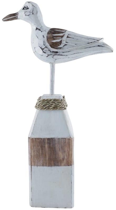 Houten meeuw Siem wit/natural 40x20 cm