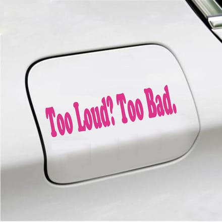 Bumpersticker - Too Loud Too Bad - 5 X 20 - Roze