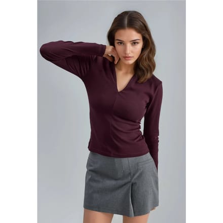 Slim Fit V-Hals Lange Mouwen Blouse