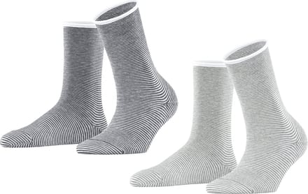 Esprit Allover Stripe 2-Pack gedessineerd katoen multipack sokken dames grijs - maat 39-42