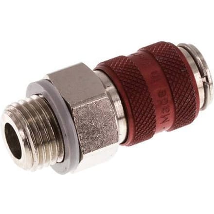 Vernikkeld Messing DN 5 Rood Luchtkoppeling Snelkoppeling G 1/4 inch Buitendraad - CLS5-M-BN-RED-014