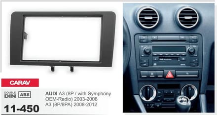 2-DIN AUDI A3 (8P / with Symphony OEM-Radio) 2003-2008; A3 (8P/8PA) 2008-2012 inbouwpaneel Audiovolt 11-450