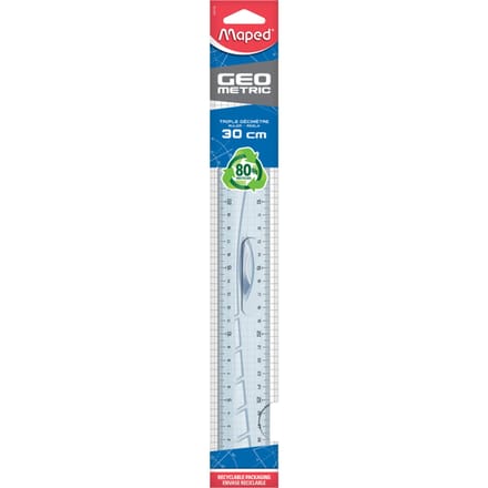 Maped decimeterlat Geometric driedubbele decimeter 30 cm transparant