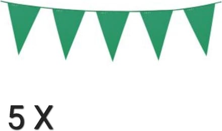 5 x vlaggenlijn - Groen - 10 meter, Verjaardag, Themafeest, Kerstmis,