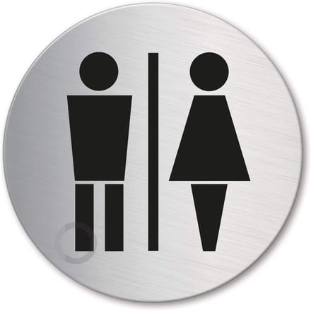 Toiletbord - Herentoilet - Deur Markering - Zelfklevend - Ø 100 mm - Zilver