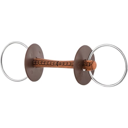 Beris Loose Ring Snaffle Bit With Leather Bar, Ring 7.5 Cm