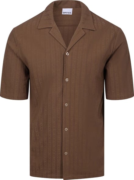 Supply & Co Short Sleeve Overhemd Stretch Bruin - Maat M - Heren - Overhemden Casual