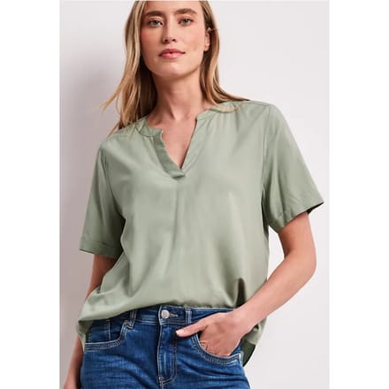 Blouse met gespleten hals en omslag