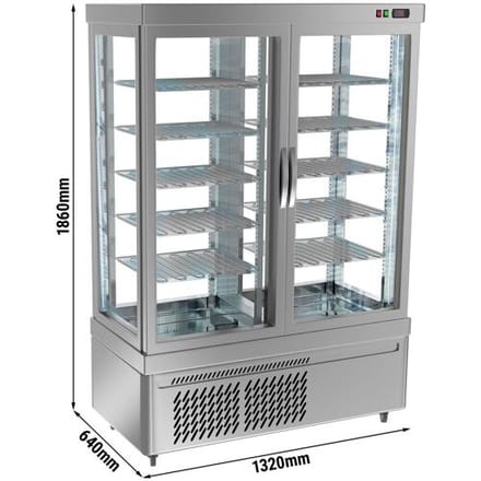 GGM Gastro Panoramavitrine - 935 Liter - 1320mm - 10 Ablagen - Silber Zilver