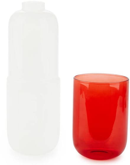 Bottle & Glass Water Pill 550 ml white/red van Balvi