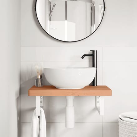 vidaXL - Badkamer - wandschap - staal - en - massief - beukenhout