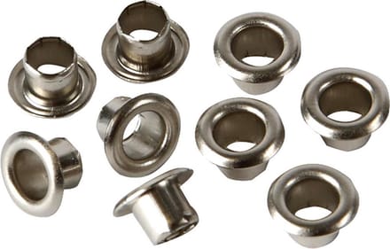 Eyelets, H: 4,5 mm, d 7,5 mm, gatgrootte 4 mm, zilver, 100 stuk/ 1 doos