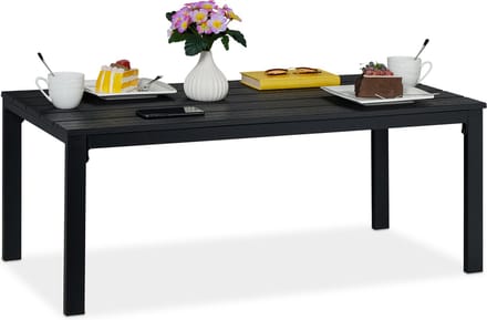 Tuintafel rechthoek - houtlook - 39 x 98 x 48 cm - zwart