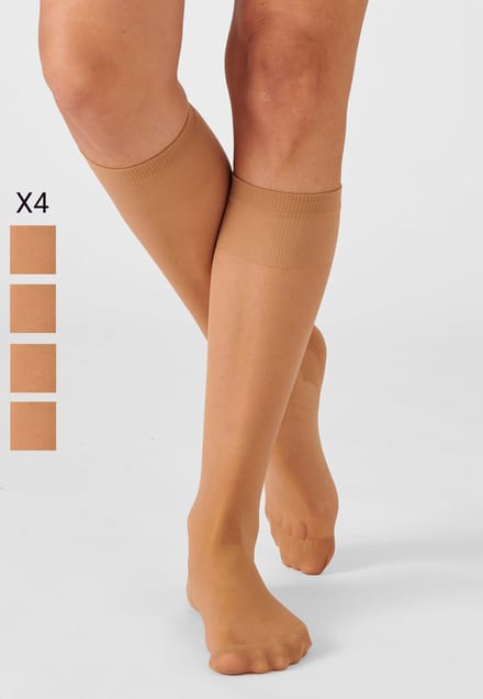 Damart - Set van 4 paar kniekousen voile 20D - Dames - Beige - 36/37