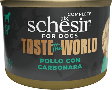 8x Schesir Taste The World Hond Kip & Carbonara 150 gr