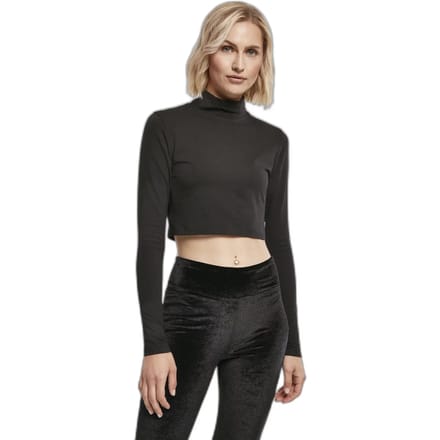 Urban Classics - Organic Cropped Turtleneck Longsleeve top - 4XL - Zwart