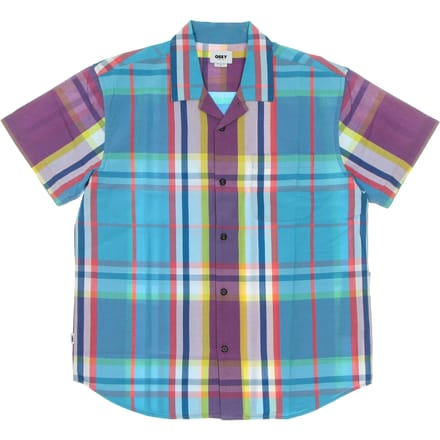 Ballad geweven herenoverhemd met korte mouwen Aqua Multi