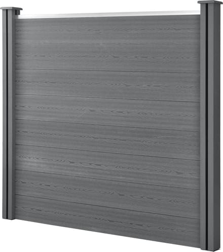 HKC Schuttingpaneel met palen grijs 165x162 cm