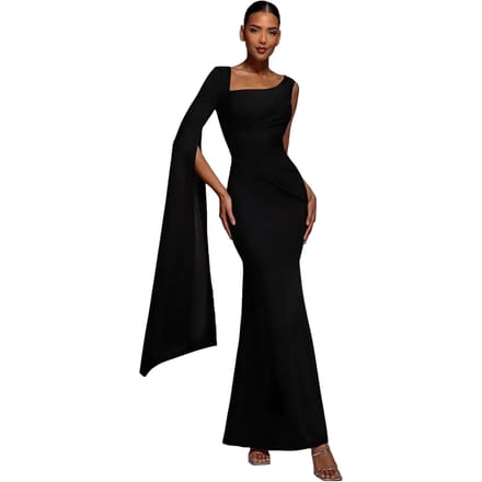 Asymmetrische Cape Mouwen Jurk Dames Goddiva Maxi