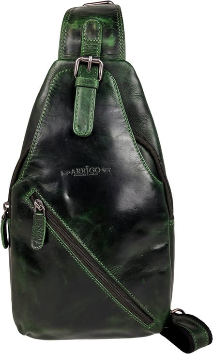 Slingbag - Groene Crossbody - Tas van Rundleer - Stijlvol & Functioneel met 6 Vakken - Arrigo