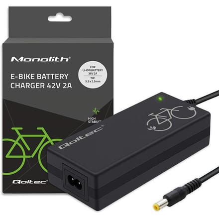 Qoltec Oplader voor elektrische fiets, elektrische scooter 36V | 42V | 2A | 5.5*2.5 | +stroomkabel