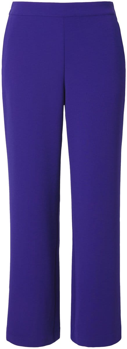 Ulla Popken - Dames - Pantalon wijde rechte pijp elastische tailleband - Inktblauw - Maat 48