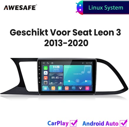 Awesafe Autoradio - Geschikt Voor Seat Leon 3 2013 t/m 2020 - Draadloos Carplay Android Auto - Linux systeem - Touchscreen - Bluetooth Wifi - 2013 2014 2015 2016 2017 2018 2019 2020