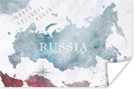 Poster Rusland - Wereldkaart - Verf - 30x20 cm