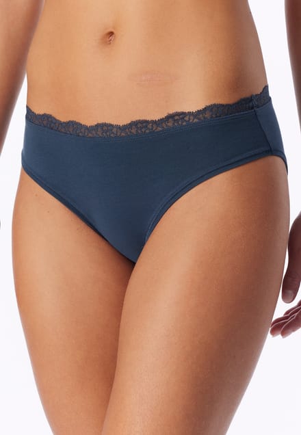 Rio-slip met kant, diepblauw - Unique Cotton 36