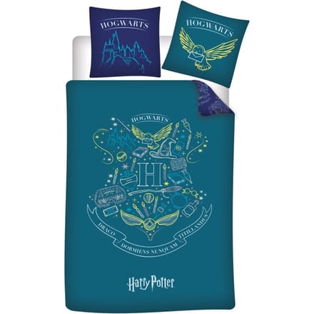 Harry Potter Dekbedovertrek groen/ turquoise – Polyester