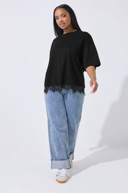 Limited Collection Zwart Tshirt Met Kanten Zoom Size 40
