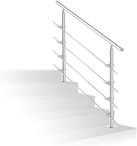 Roestvrijstalen Leuning - Trapleuning Balkon - Veilig Traplopen - Instelbare Hoek - 120 cm Lengte - Zilver