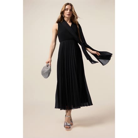 Oltre Long Pleated Dress With Ruffle Black Taglia: S | Maxi abiti Outlet | Donna | Nero