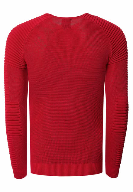 Slim fit fijngebreide biker trui met ronde hals