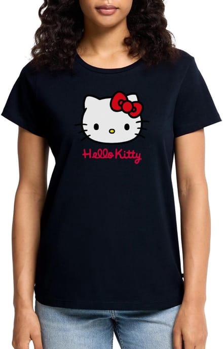 Hello Kitty Klassiek Portret Hello Kitty Tekst Premium T Shirt Dames