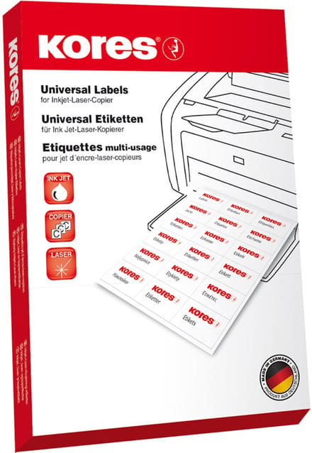 Kores universele etiketten, diameter 24 mm, wit, 100 vel