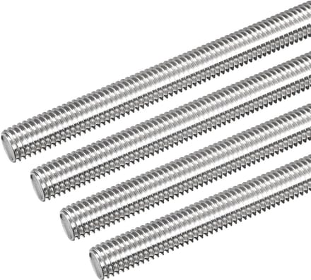 4x Volledige Schroefdraadstang M10 x 200mm RVS 304 rechte draadstang