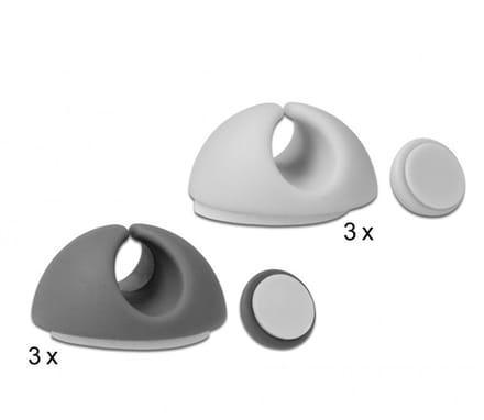 Zelfklevende kabelhouders voor 1 kabel - 6 stuks / wit/grijs
