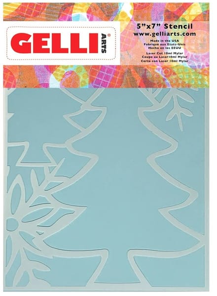 Gelli Arts kerstbomen stencil knutselset 12,7 x 17,8 cm karton.