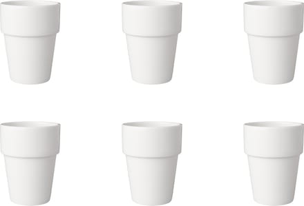 Mammoet - Beker - Mok - Budgetline - 19 cl - Wit - Porselein - Melkbeker - 6 stuks