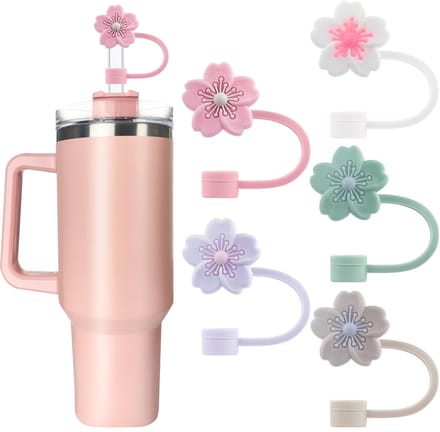 5 Stuk Multicolor Bloemmotief Thermocup Accessoires - Rietjes