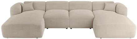 Vente-unique Grote hoekbank van beige stof POGNI van Maison Céphy