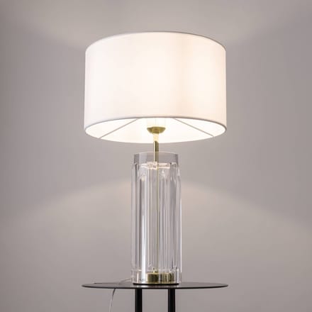 Maytoni Muse tafellamp, wit, hoogte 53 cm, textiel/glas