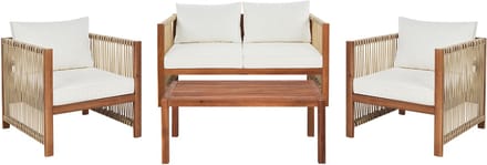 ANTRIA - Loungeset 4-zits - Lichthout/Beige - Acaciahout