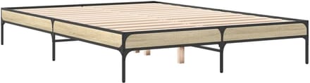 Bedframe Hout Metaal - Slaapkamer Meubel - Ontspannen Slapen - Robuuste Constructie - 160x200 cm - Sonoma Eiken