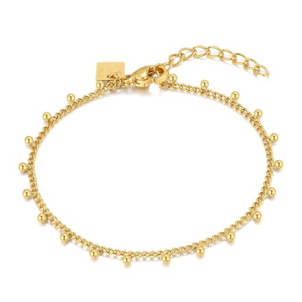 Twice As Nice Armband in goudkleurig edelstaal, bolletjes 16cm+3cm