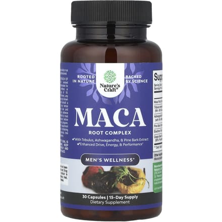 Nature's Craft, Bien-être masculin, Complexe de racine de maca, 30 capsules